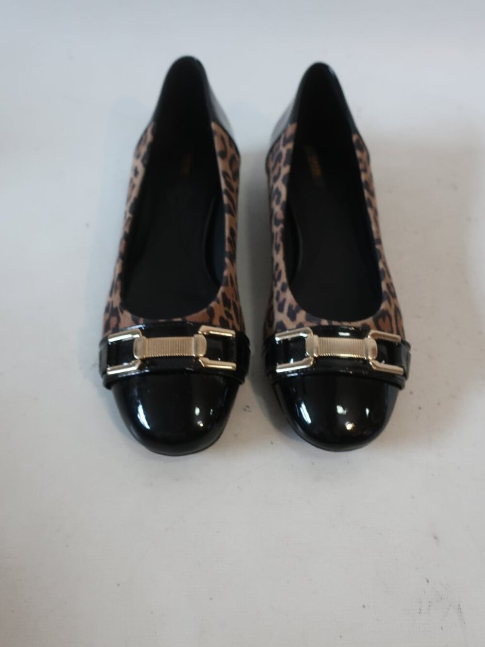 Womens Geox Respira Blk, Brn Leopard Patent Leather, Suede Ballet Flats 37/US 7